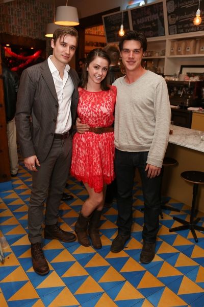 From left, cast member Seth Numrich, Dylan Moore and Finn Wittrock pose during a rece Photo