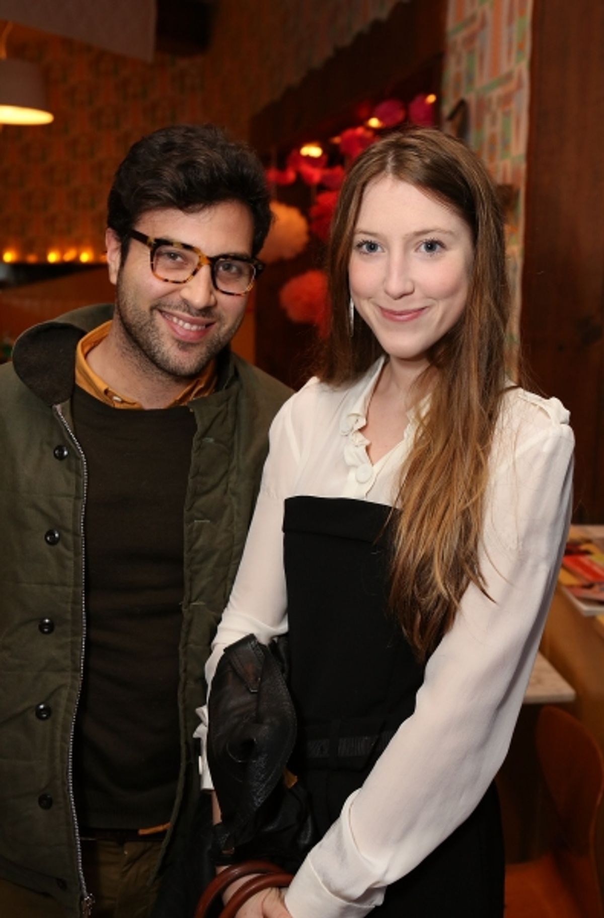 From left, playwright Jonathan Caren and Carmela Corbett pose during a reception for New York's Rattlestick Playwrights Theater to celebrate its upcoming Los Angeles production of Daniel Talbott's 'Slipping' held at the Beachwood Cafe on Tuesday, Februa at 