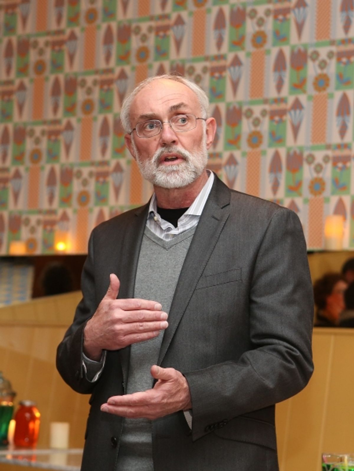David Van Asselt, Rattlestick Artistic Director speaks during a reception for New York's Rattlestick Playwrights Theater to celebrate its upcoming Los Angeles production of Daniel Talbott's 'Slipping' held at the Beachwood Cafe on Tuesday, February 12,  at 