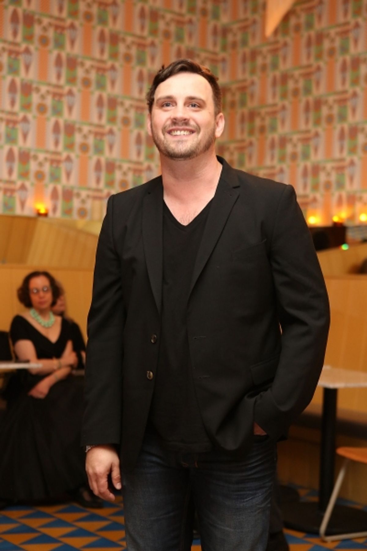 Playwright Daniel Talbott speaks during a reception for New York's Rattlestick Playwrights Theater to celebrate its upcoming Los Angeles production of Daniel Talbott's 'Slipping' held at the Beachwood Cafe on Tuesday, February 12, 2013 in Los Angeles, C at 