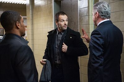 "Possibility Two"--   Sherlock (Jonny Lee Miller, center), Gregson (Aidan Quinn, left Photo