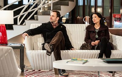 "Possibility Two"--  Sherlock (Jonny Lee Miller) tries to teach Joan (Lucy Liu) his d Photo