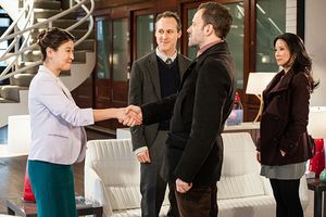 "Possibility Two"-- Sherlock (Jonny Lee Miller) tries to teach Joan (Lucy Liu) his deductive skills by sending her to a suspicious dry cleaning establishment, on ELEMENTARY, on a Thursday, Feb. 21 on the CBS Television Network. Photo: Jojo WhildenÃ'‚Â @ BroadwayWorld "Possibility Two"-- Sherlock (Jonny Lee Miller) tries to teach Joan (Lucy Liu) his d Photo