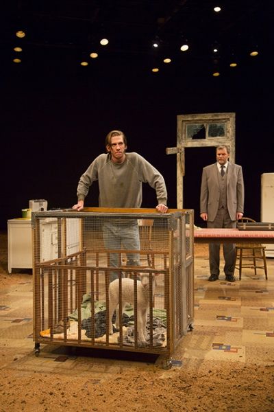 Peter Albrink, Edie (William Berloni Theatrical Animals, Inc.) and John Procaccino Photo