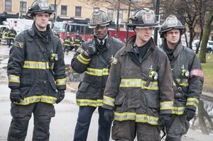 Pictured: (l-r) Shane McRae as Eric Whaley, Eamonn Walker as Battalion Chief Wallace  Photo