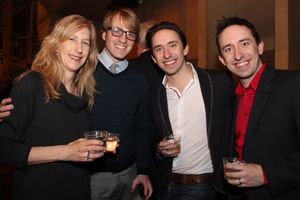 Stage manager Cynthia Cahill, cast member Geoff Packard and audience members  Photo