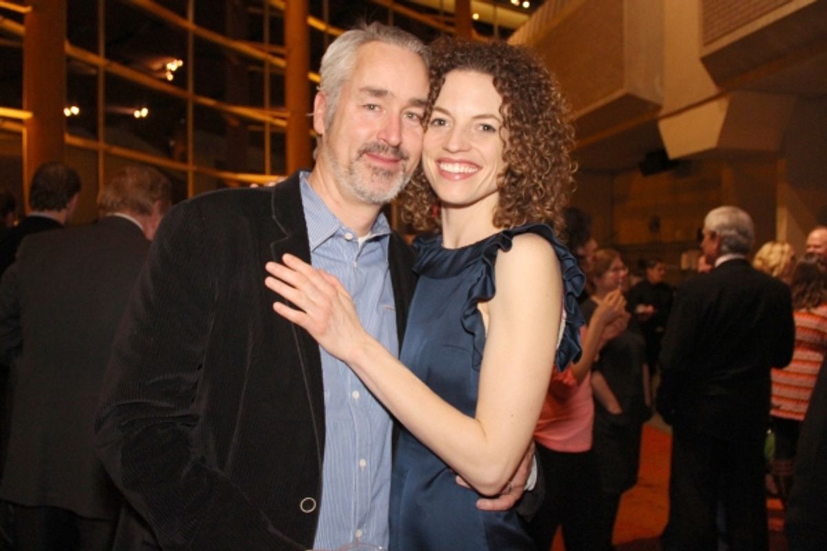 Cast member Louise Lamson with her husband  at 