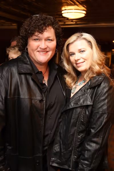 From left, Dot Marie Jones and Bridgett Casteen pose during the world premier of "Ske Photo