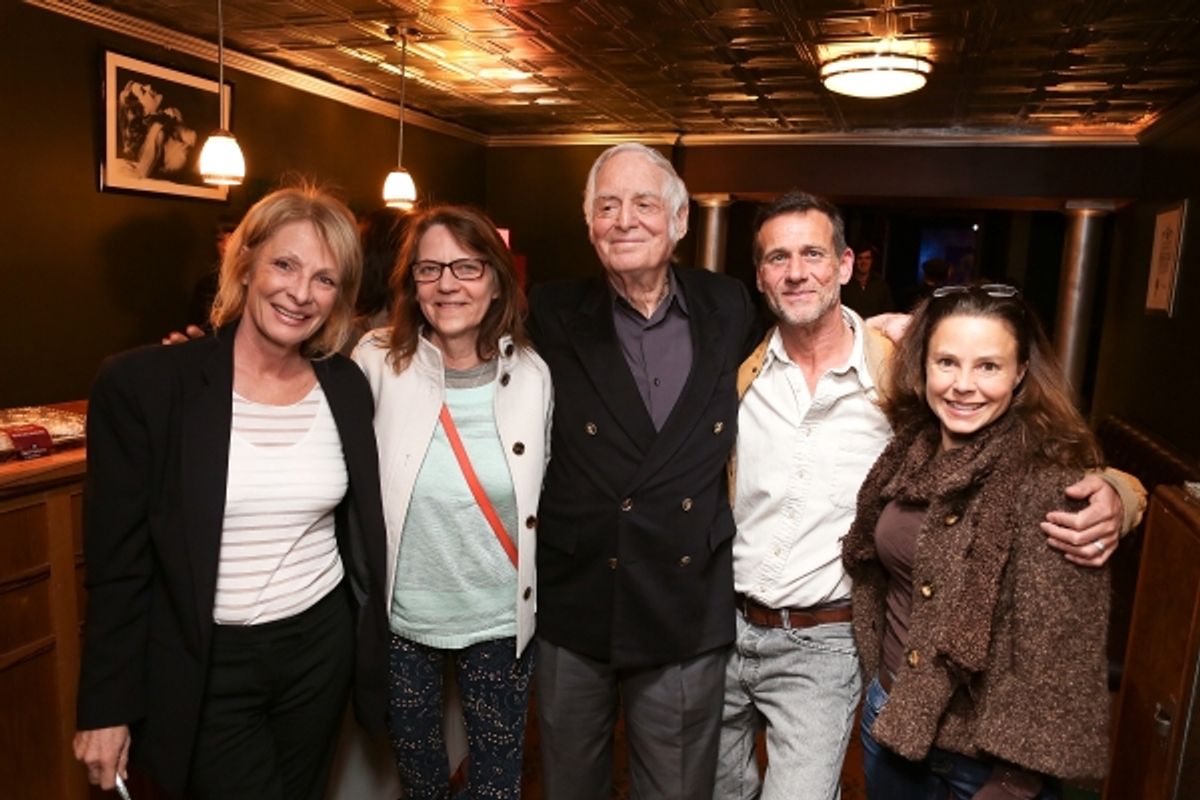 From left, Co-Producer Patti Browne, Judy Belushi Pisano, Producer Matty Simmons, Bill Belushi and actress Dana Baron pose during the world premier of 'Sketches From The National Lampoon' at the Hayworth Theatre on Friday, February 15, 2013 in Los Angeles at 