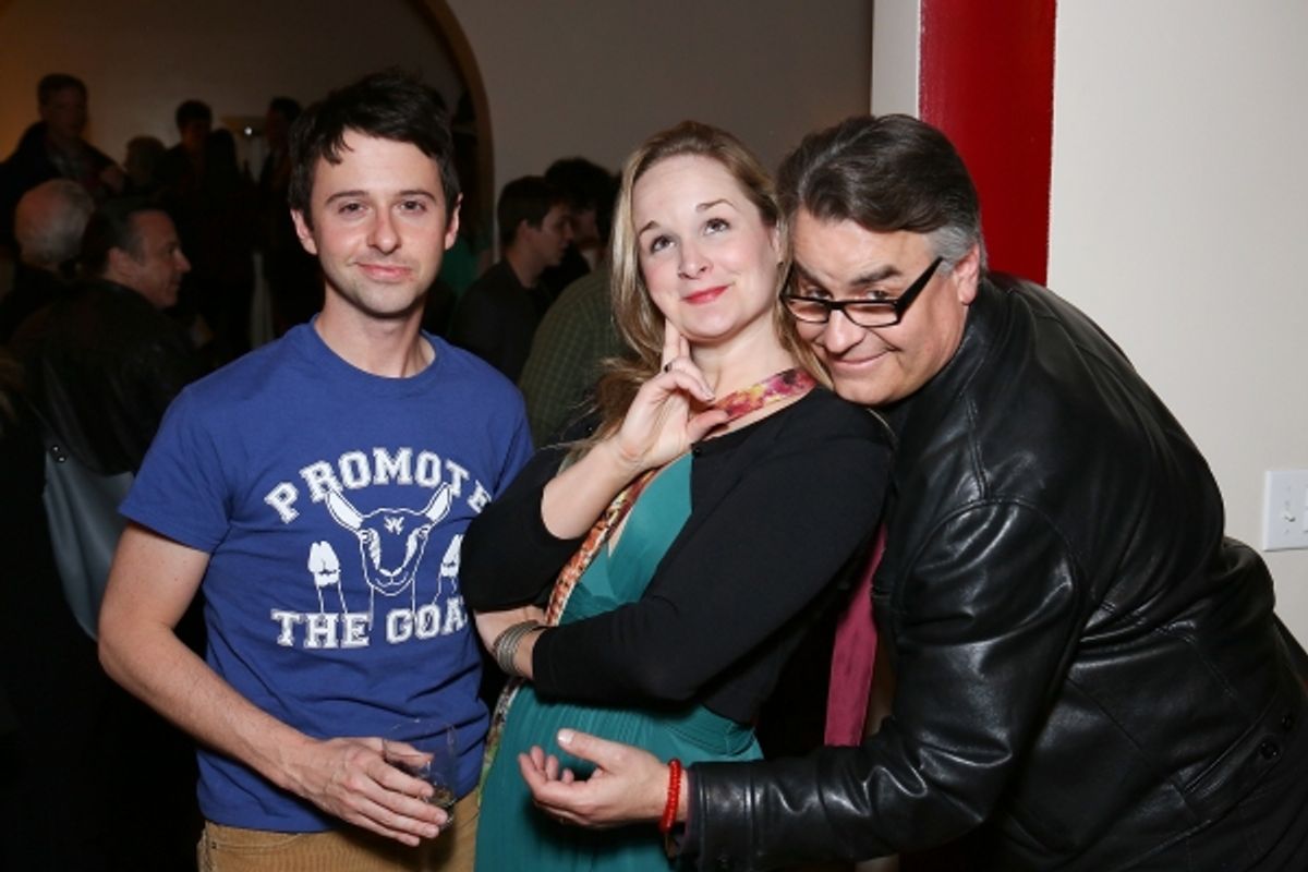 From left, cast members John Milhiser, Cj Merriman and Director Pat Towne pose during the world premier of 'Sketches From The National Lampoon' at the Hayworth Theatre on Friday, February 15, 2013 in Los Angeles, Calif. (Photo by Ryan Miller/Capture Imagi at 