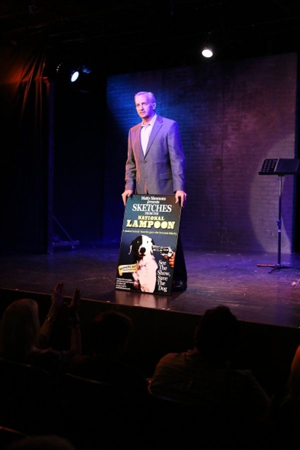 Alan Donnes, President National Lampoon speaks during the curtain call after the worl Photo