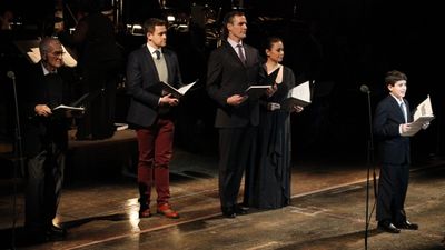 Dick Latessa, Michael Arden, Howard McGillin, Lea Salonga & Lewis Grosso
 Photo
