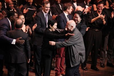 Stephen Flaherty, Terrence McNally, Lynn Ahrens & Stafford Arima with Company Photo