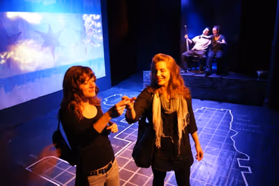 Victoria Blade and Laura Korn (back, left to right) Luis Crespo and Lisandra Tena Photo