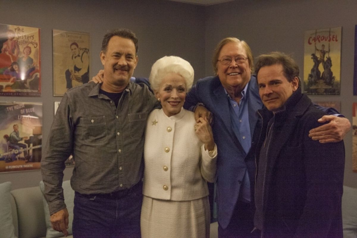 TOM HANKS, HOLLAND TAYLOR, BOB BOYETT (Bosom Buddies producer), PETER SCOLARI at 