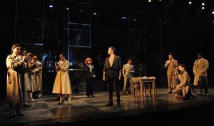 Keaton Jadwin (center) as Freddie, with members of the Conservatory Theatre Company. Photo