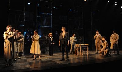 Keaton Jadwin (center) as Freddie, with members of the Conservatory Theatre Company. Photo