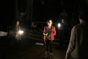 Mi Na Shin, Jessica Grove, Kelly Baxter Golding, Joe Barros explore a light look at St. Paul's Church in Carroll Gardens. Photo credit: Michael Bonasio. @ BroadwayWorld Mi Na Shin, Jessica Grove, Kelly Baxter Golding, Joe Barros explore a light look at S Photo