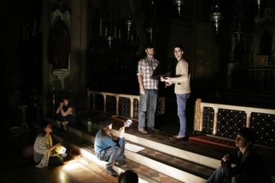 Michael Gullo ("Onan") and the cast of Tamar of the River Oratorio. Photo credit: Mic Photo