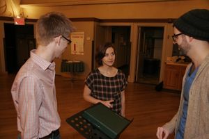 Jessica Grove discusses the intricate role of Tamar with Joe Barros (R) and Josh Kell Photo