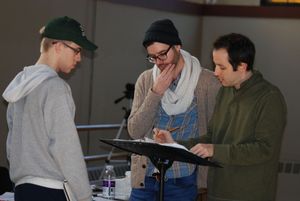 Josh Kelley (Assistant Director) watches as Joe Barros (Director/Choreographer) and V Photo