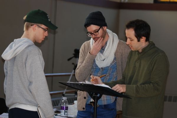 Josh Kelley (Assistant Director) watches as Joe Barros (Director/Choreographer) and V Photo