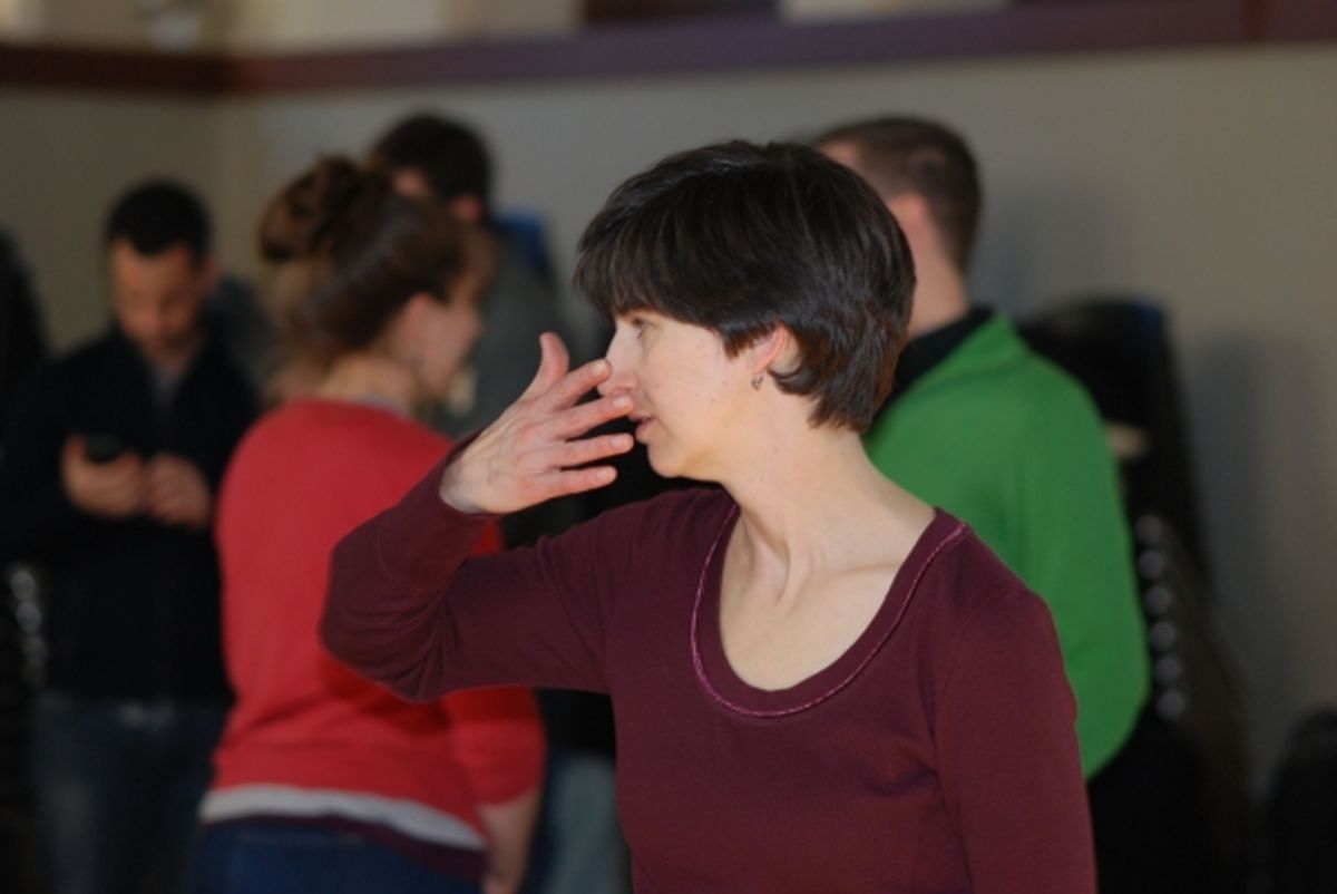 Kelly Baxter Golding rehearses choreography from 'The Traveling Sequence' Photo credit: Elizabeth Ostler. at 