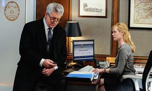 DCPI Garrett Moore (Gregory Jbara) and Det. Abigail Baker (Abigail Hawk) wait Photo