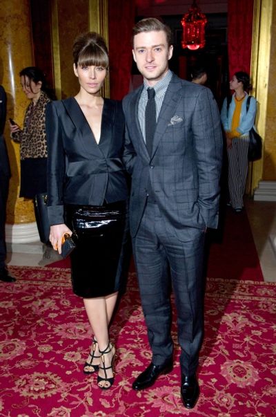 Jessica Biel and Justin Timberlake at the Tom Ford A/W 2013 Show at London Fashion We Photo