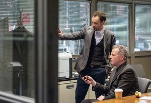 "Deja Vu All Over Again"-- Sherlock (Jonny Lee Miller, right) is intrigued by the subway murder and decides to investigate. Also pictured is Aidan Quinn (left), on ELEMENTARY, on a Thursday, March 14 (10:00-11:00 p.m. ET/PT) on the CBS Television Networ @ BroadwayWorld "Deja Vu All Over Again"-- Sherlock (Jonny Lee Miller, right) is intrigued by the s Photo