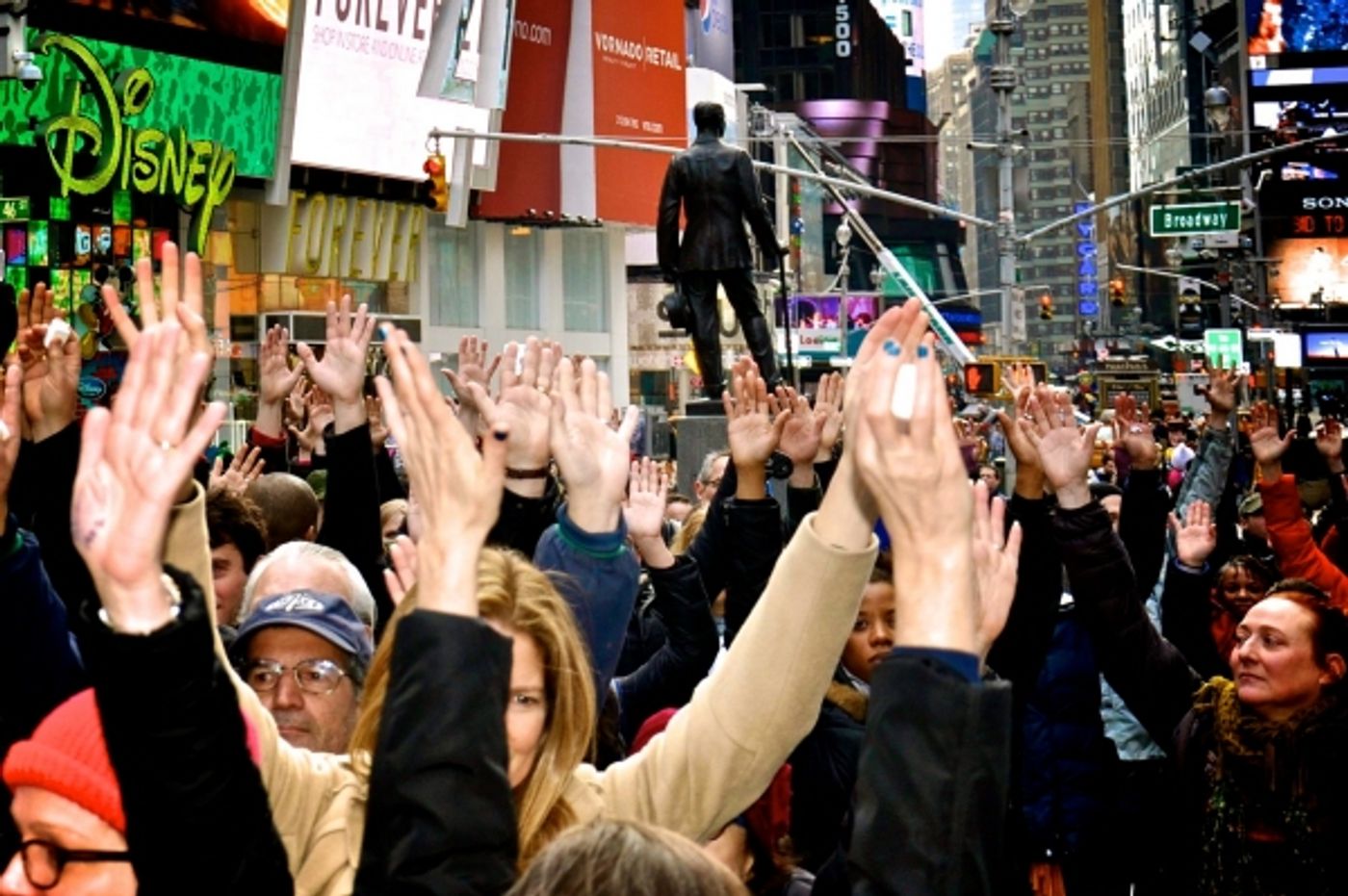 Photo Flash: ART = AMMO: Artists in Support of Gun Control Holds Flash Mob in Times Square Photo Flash: ART = AMMO: Artists in Support of Gun Control Holds Flash Mob in Times Square Image