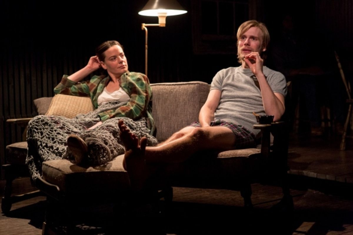 Danielle Skraastad as D.K. (Delia) Eriksen and Zachary Booth as Dr. Dan Loggins at 