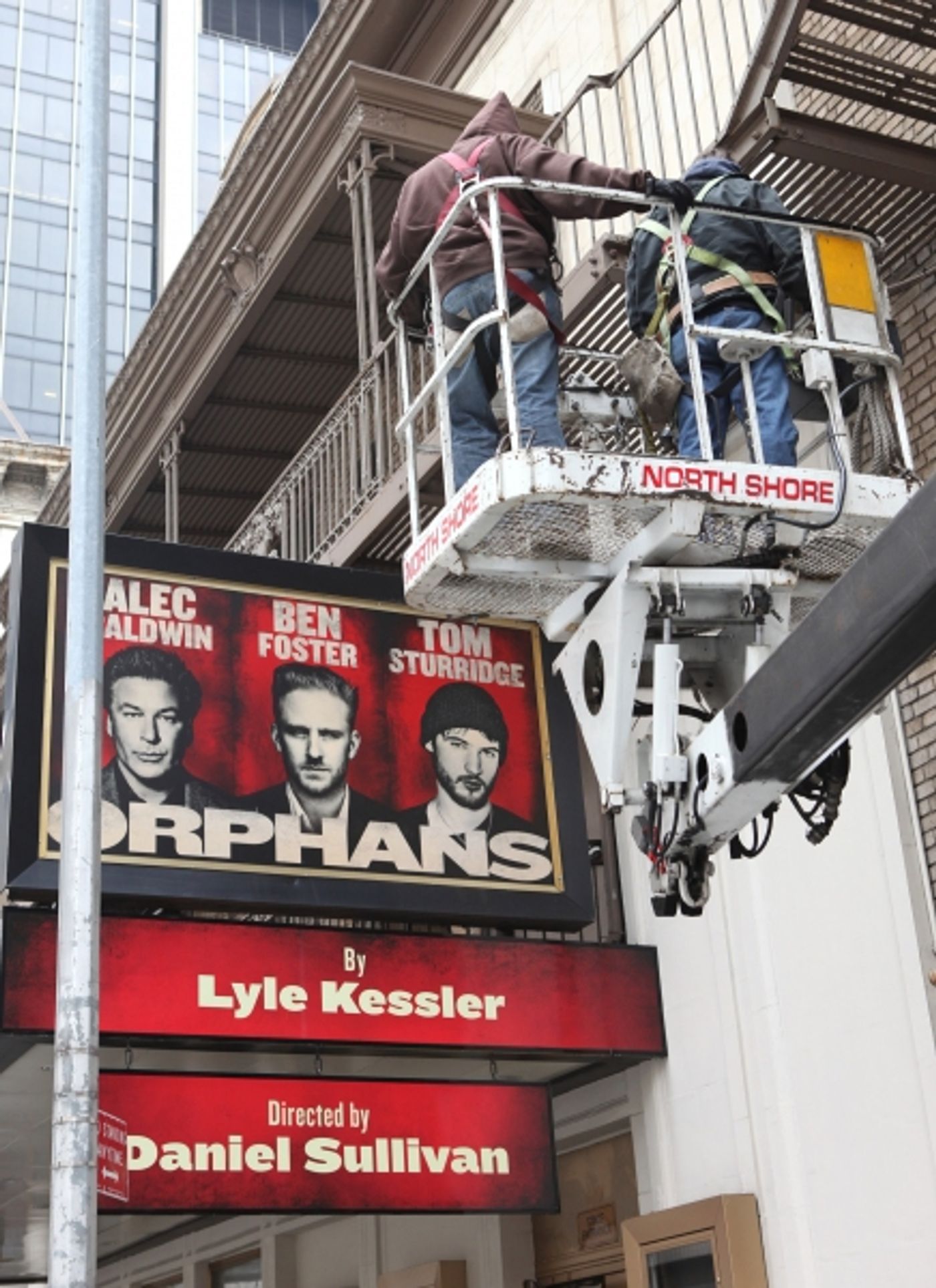 Exclusive Photo Coverage: Quick Switch - Ben Foster Replaces Shia LaBeouf on ORPHANS Theatre Marquee Image