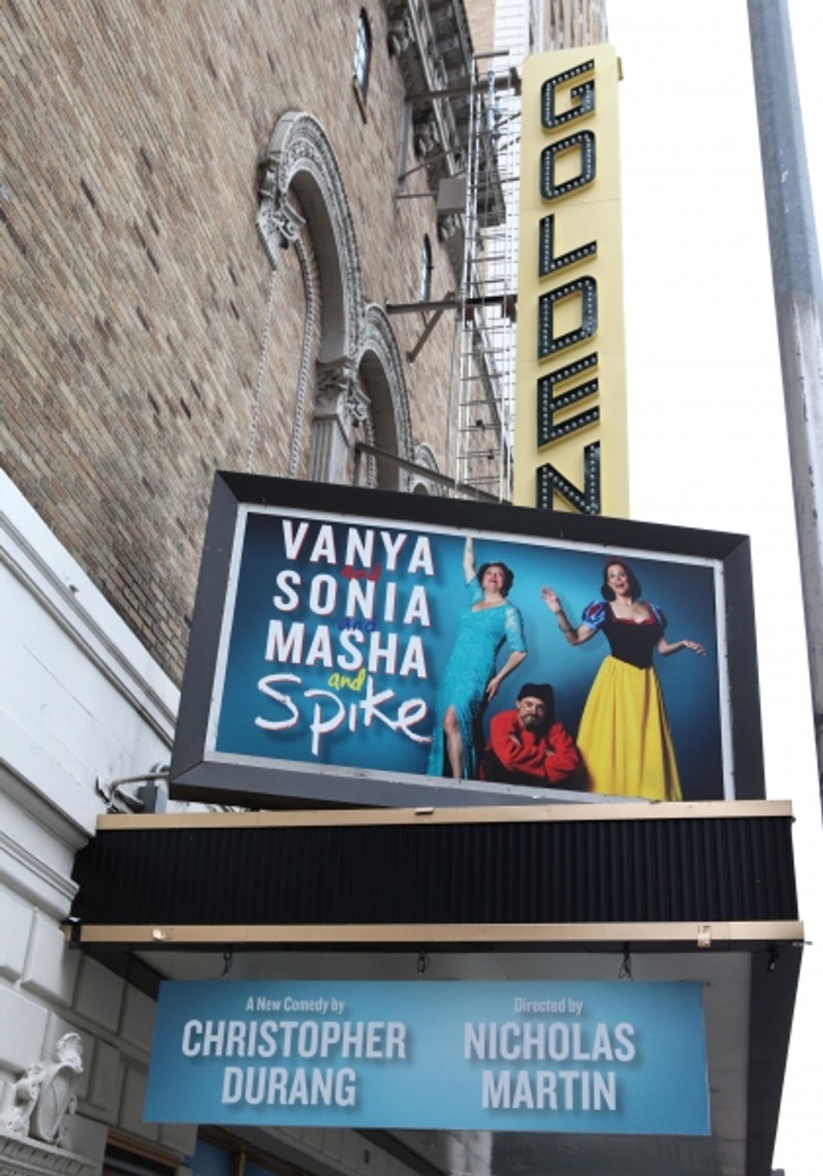 Theatre Marquee Unveiling for the Christopher Durang Play 'Vanya and Sonia and Masha and Spike' starring David Hyde Pierce, Kristine Nielsen, Sigourney Weaver & Billy Magnussen at the Golden Theatre in New York City on 2/26/2013 at 