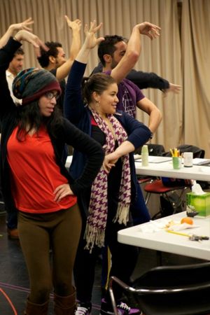 Flamenco Consultant Saulo Garrido leads the cast on the first day of rehearsals for Z Photo