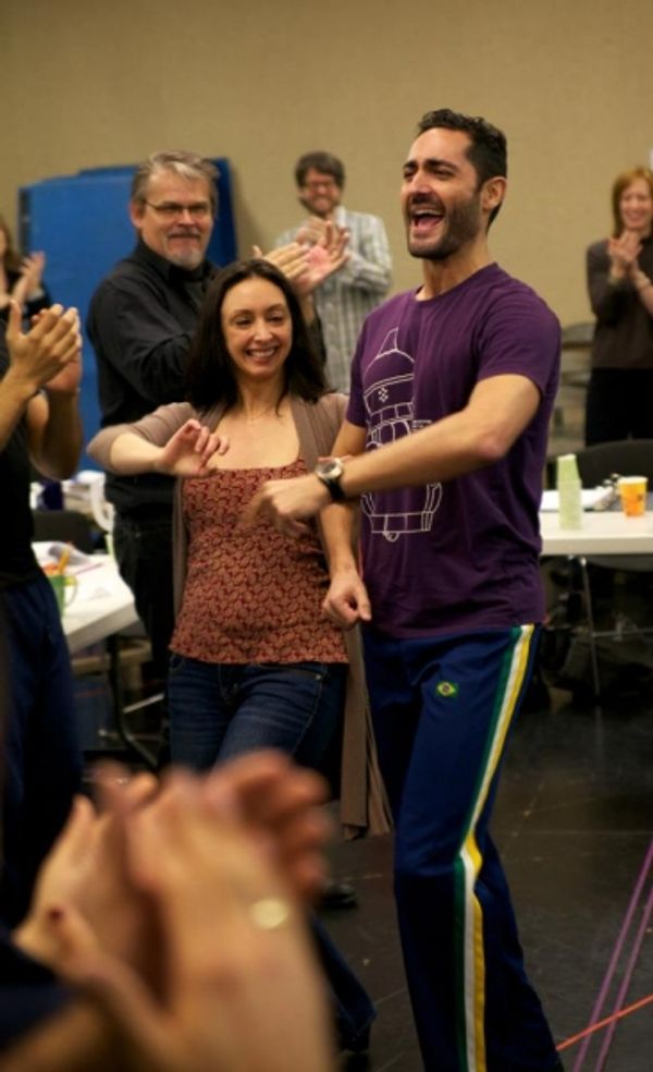 Natascia Diaz, playing Inez, with Flamenco Consultant Saulo Garrido on the first day  Photo