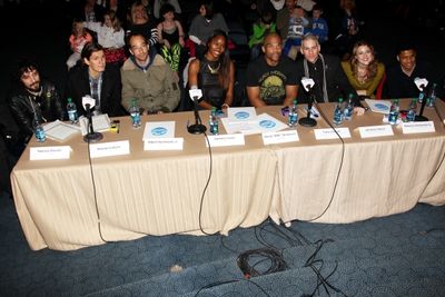 Celebrity guests Fabrizio Moretti, Nikolai Fraiture and Albert Hammond Jr. of the Str Photo