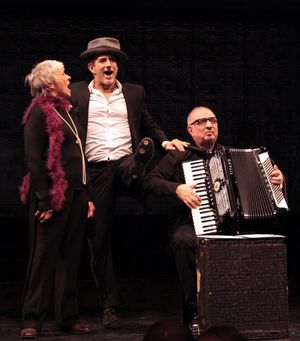 Lance Gries, Estelle Parsons & Accordionist Bill Schimmel Photo