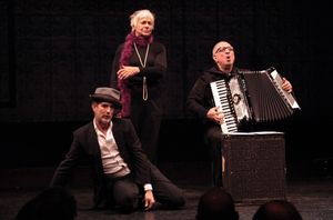 Lance Gries, Estelle Parsons & Accordionist Bill Schimmel Photo