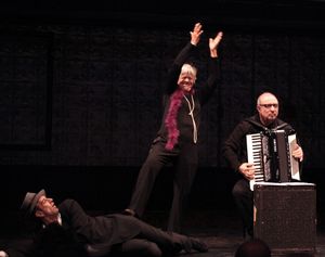 Lance Gries, Estelle Parsons & Accordionist Bill Schimmel Photo