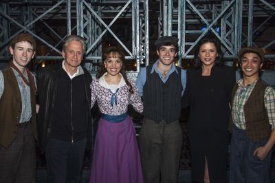 Garett Hawe, Michael Douglas, Kara Lindsay, Corey Cott, Catherine Zeta-Jones and Juli Photo