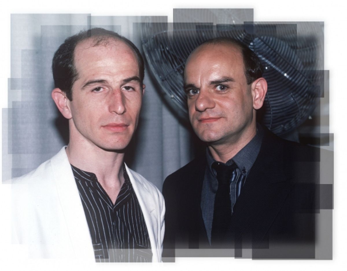 Everett Quinton and Charles Ludlam (Ridiculous Theatrical Company) attending the Obies in 1985 in New York City. at 