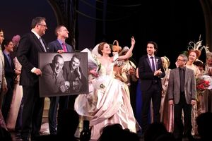 Santino Fontana, Douglas Carter Beane, Director Mark Brokaw, Laura Osnes & Company @ BroadwayWorld Santino Fontana, Douglas Carter Beane, Director Mark Brokaw, Laura Osnes & Company Photo