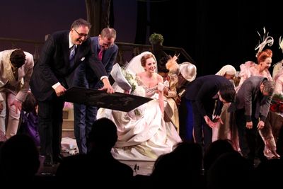 Santino Fontana, Douglas Carter Beane, Director Mark Brokaw, Laura Osnes & Company Photo