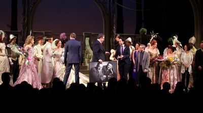 Victoria Clark, Santino Fontana, Laura Osnes, Director Mark Brokaw, Douglas Carter Be Photo