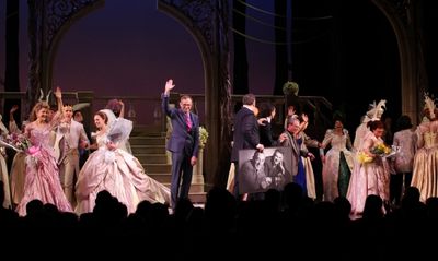 Victoria Clark, Santino Fontana, Laura Osnes, Director Mark Brokaw, Douglas Carter Be Photo