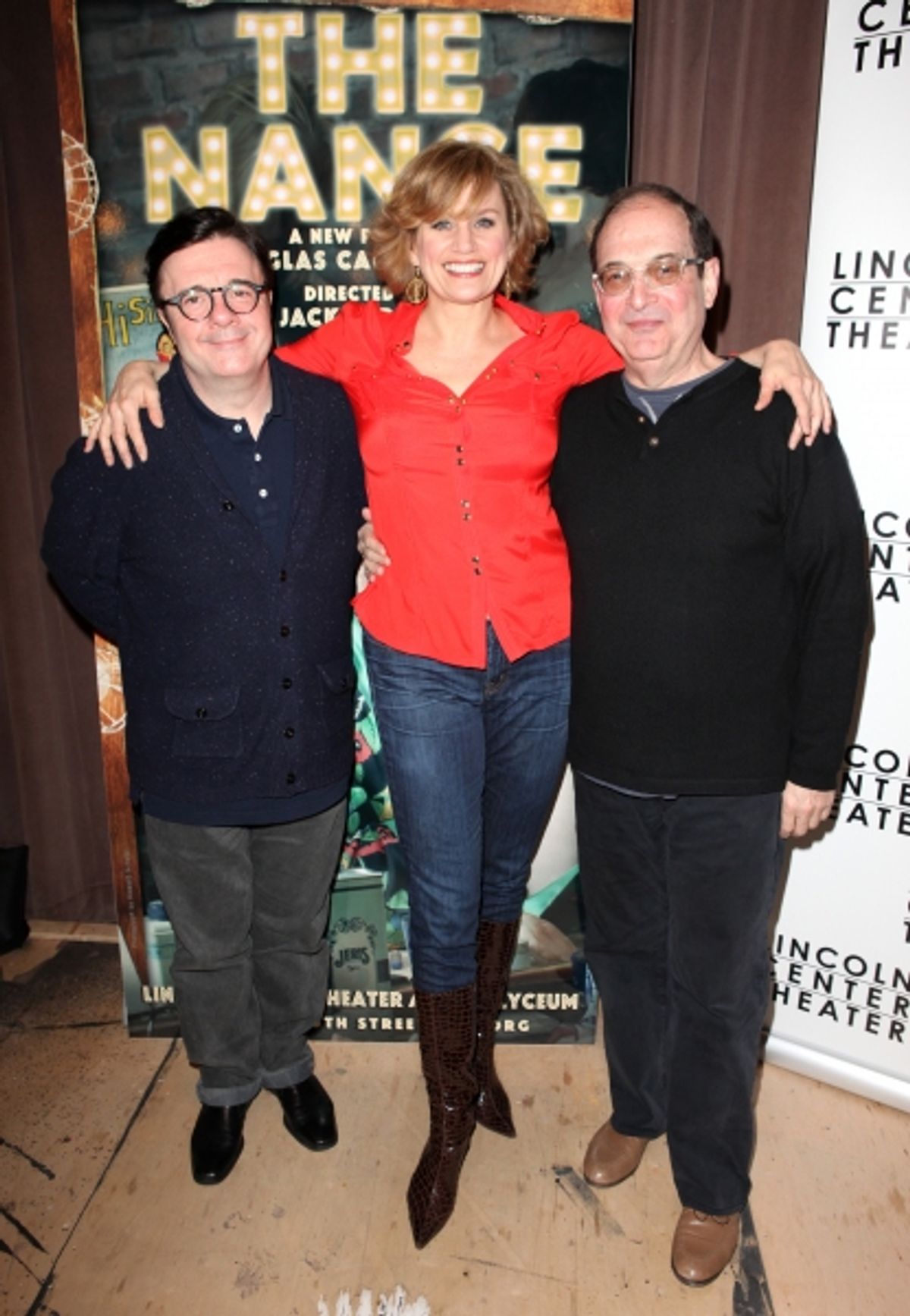 Nathan Lane, Cady Huffman and Lewis J. Stadlen at 