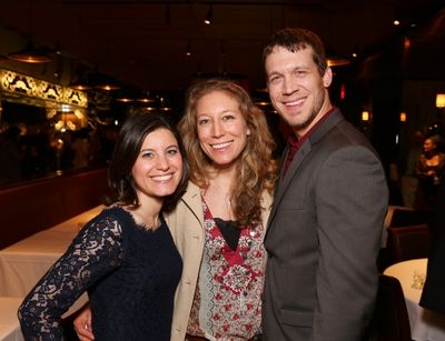 Cast member Susan Pourfar, playwright Nina Raine and cast member Russell Harvard Photo