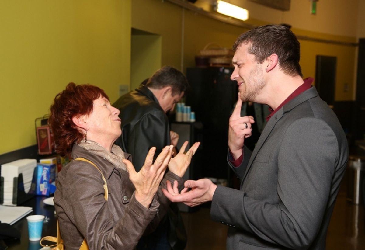 Actress Mary Elizabeth Barrett and cast member Russell Harvard at 