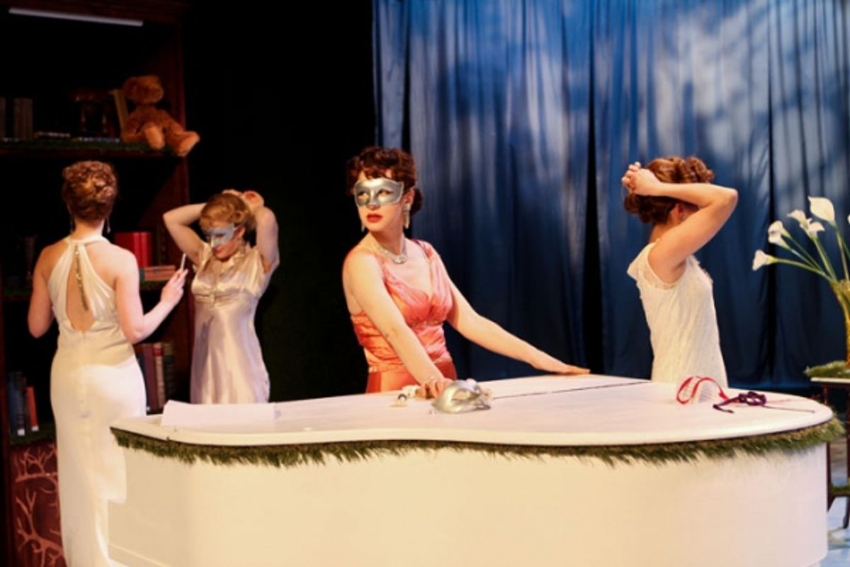 Rebecca Olson as Katharine, Allie Pratt as Maria, Samara Lerman as the Princess of France, and Kayla Lian as Rosaline at 